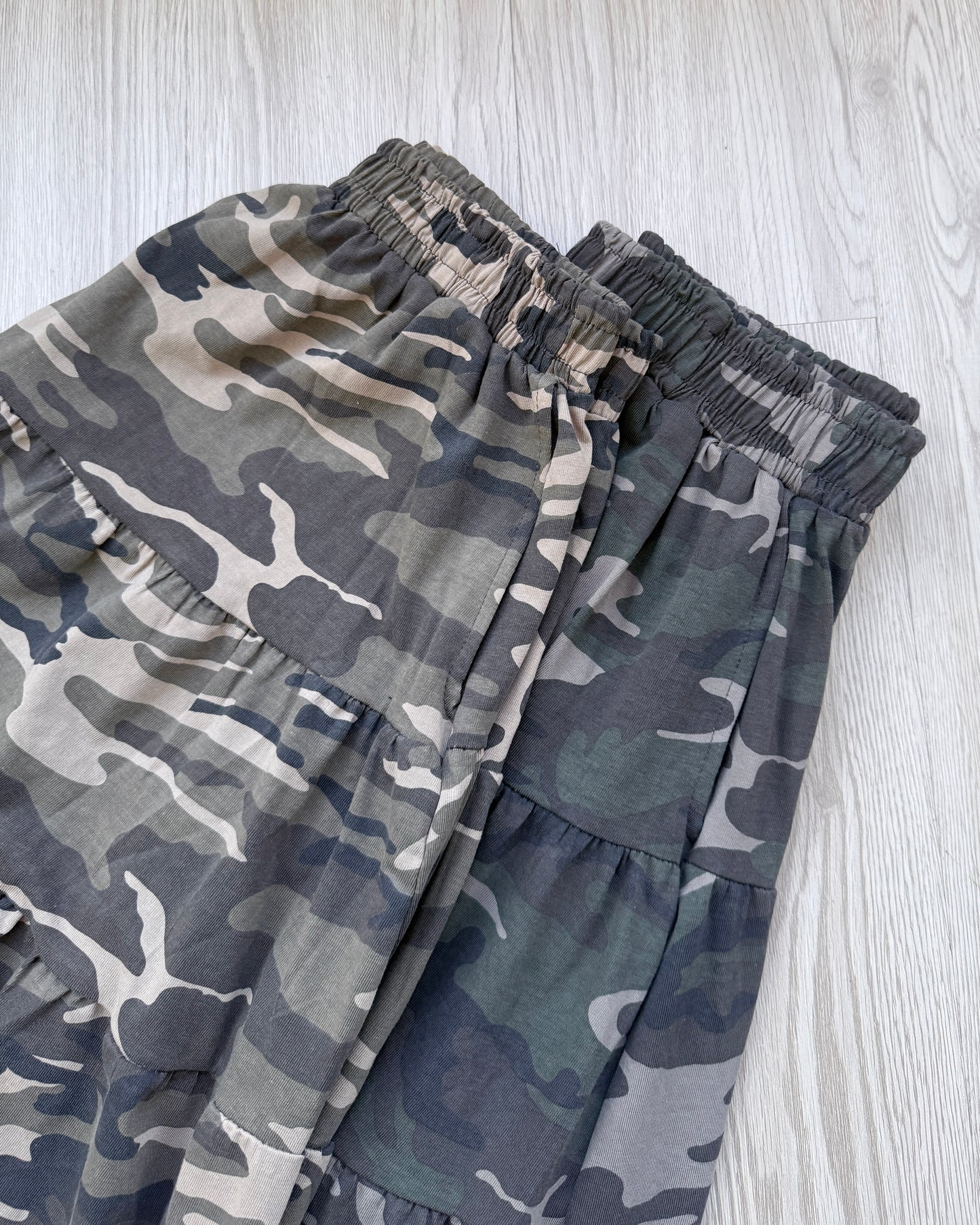 SK199 Camo Long Skirt - Beige | Khaki
