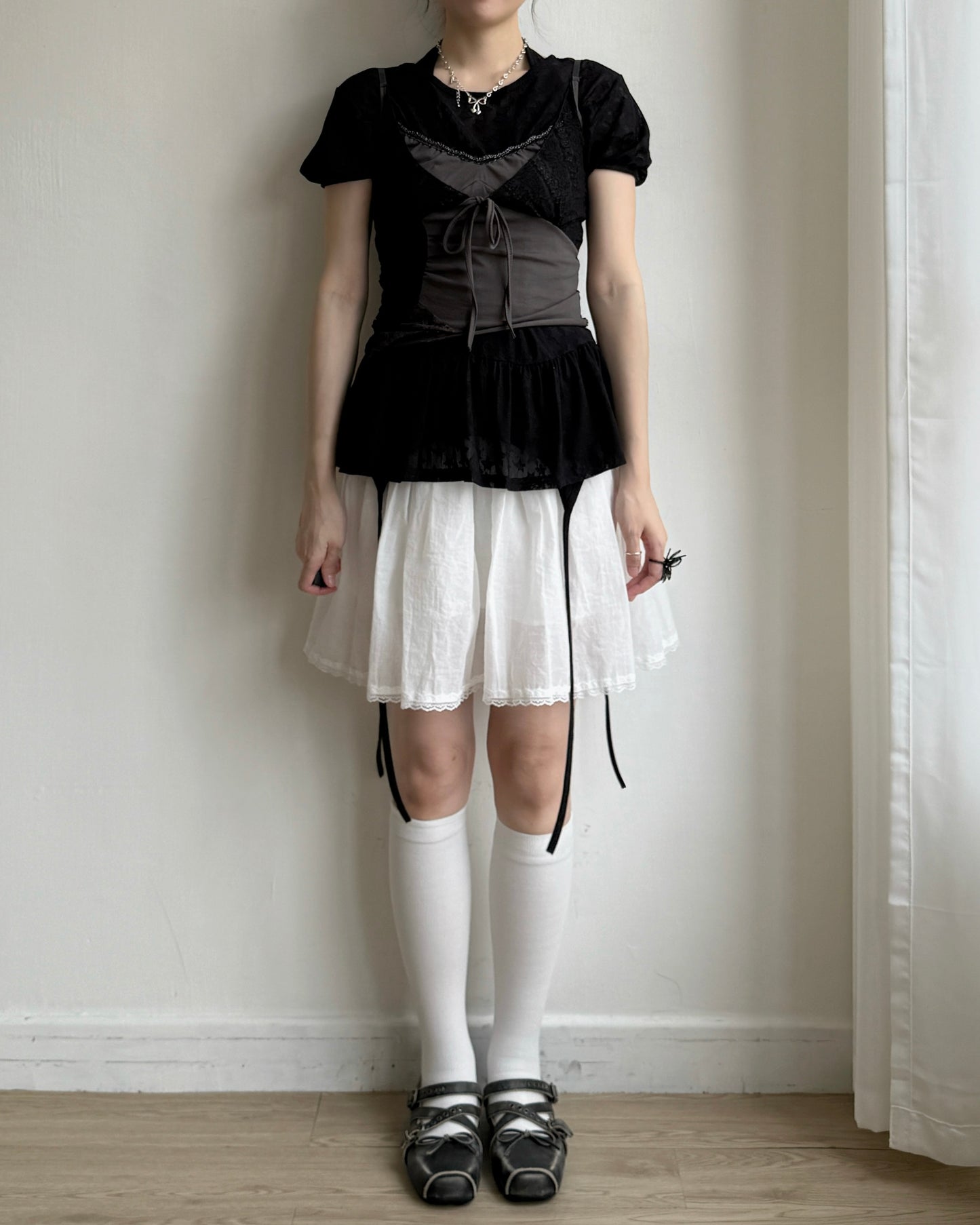 TP595 Star Sheer Blouse - White | Black
