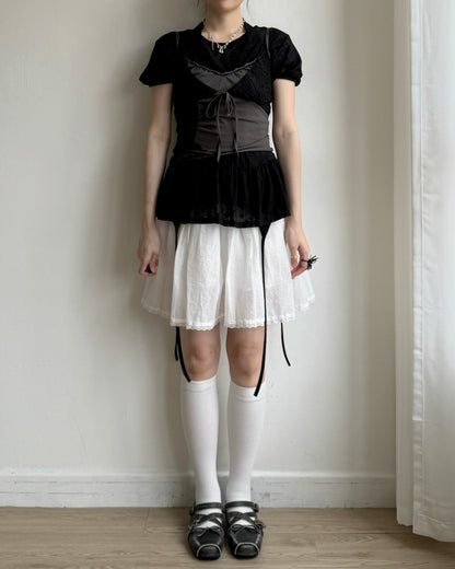 TP595 Star Sheer Blouse - White | Black
