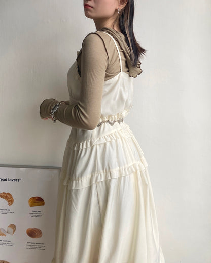DS257 Ruffle Button OPS - Ivory | Black
