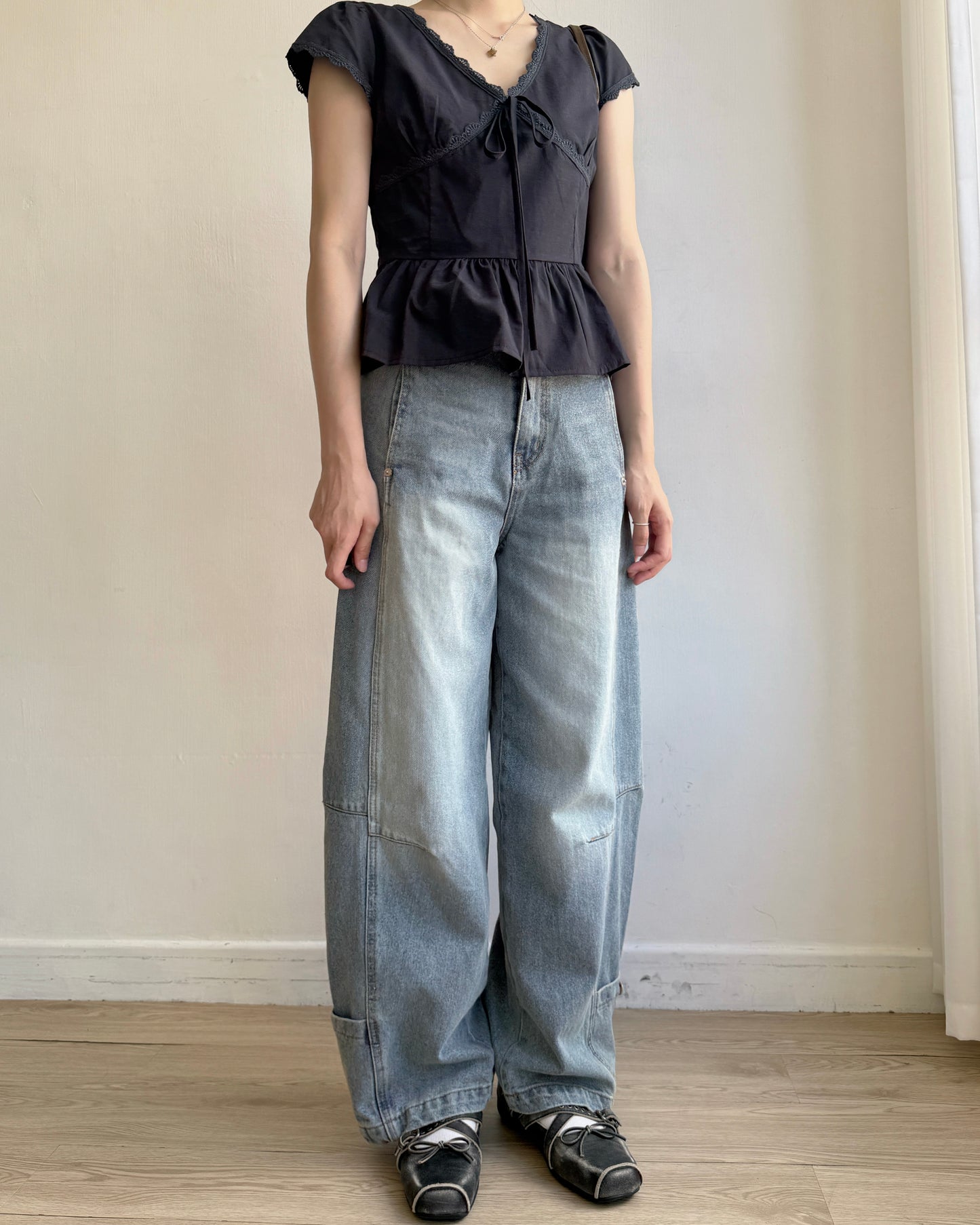 JN066 Button Wide Pants