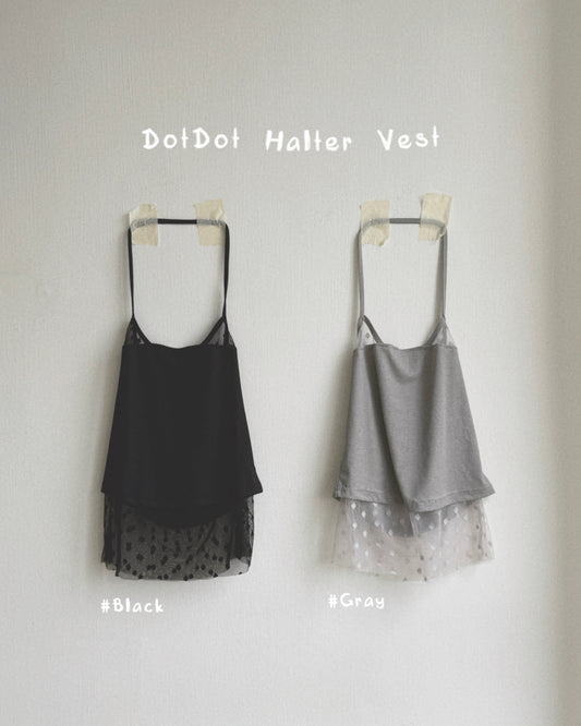 VT314 DotDot Halter Vest - Gray | Black
