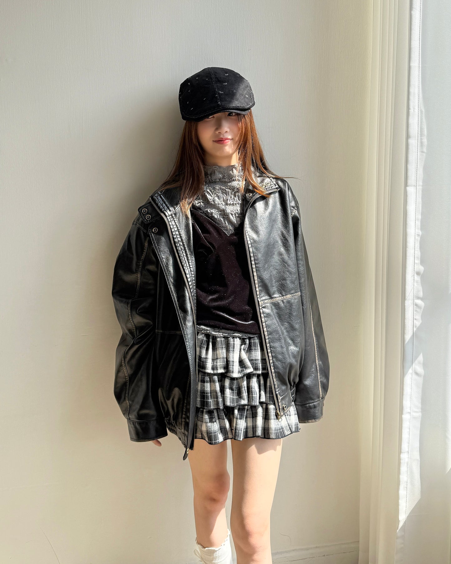 🐏早鳥限定優惠 JK042 Peer Leather Jacket - Dark Brown | Black