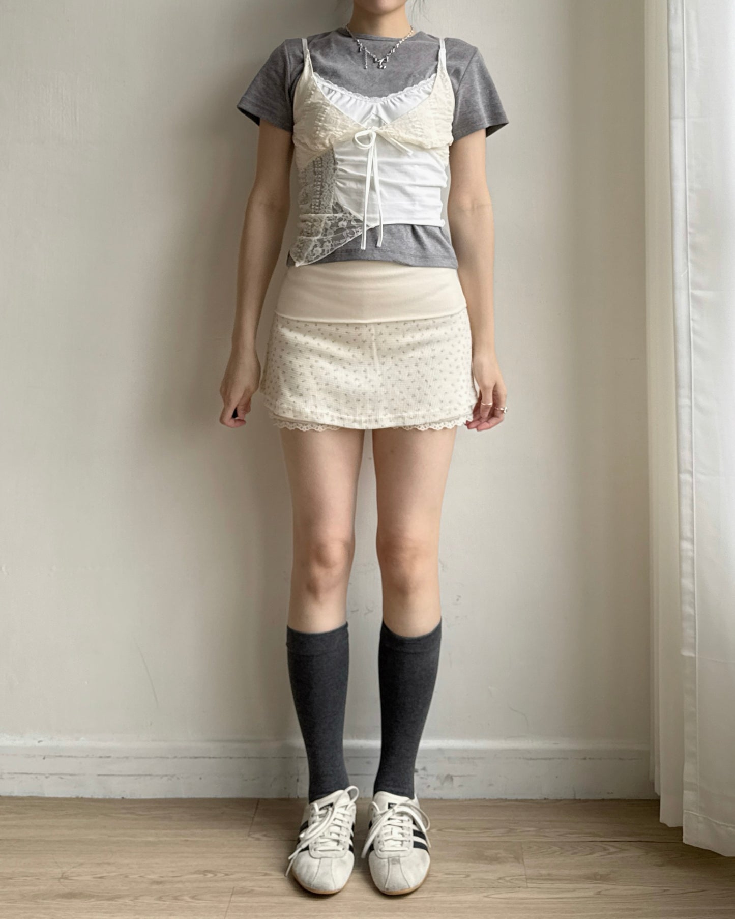 SK222 Floral Skirt - Ivory | Gray