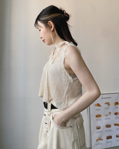 現貨 VT217 SOSO Vest - Ivory | Charcoal