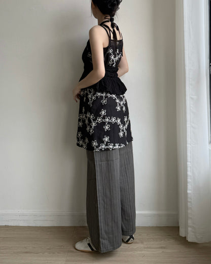 VT297 Floral Vest OPS - White | Black