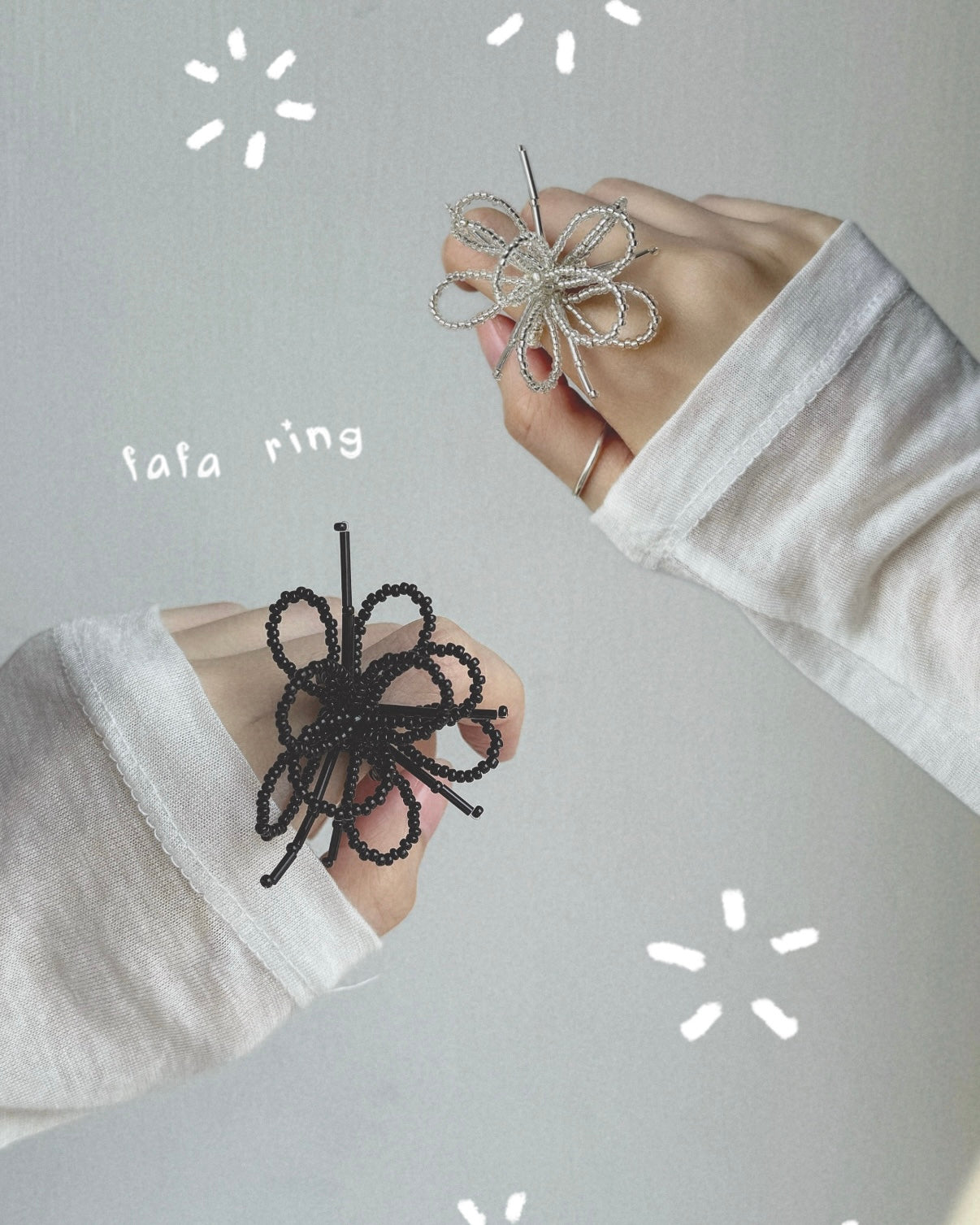 KA397 FAFA Ring - Black | Ivory