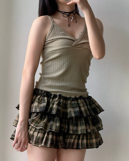 VT261 Lace Ribbed Vest - Ivory | Dark Gray | Khaki