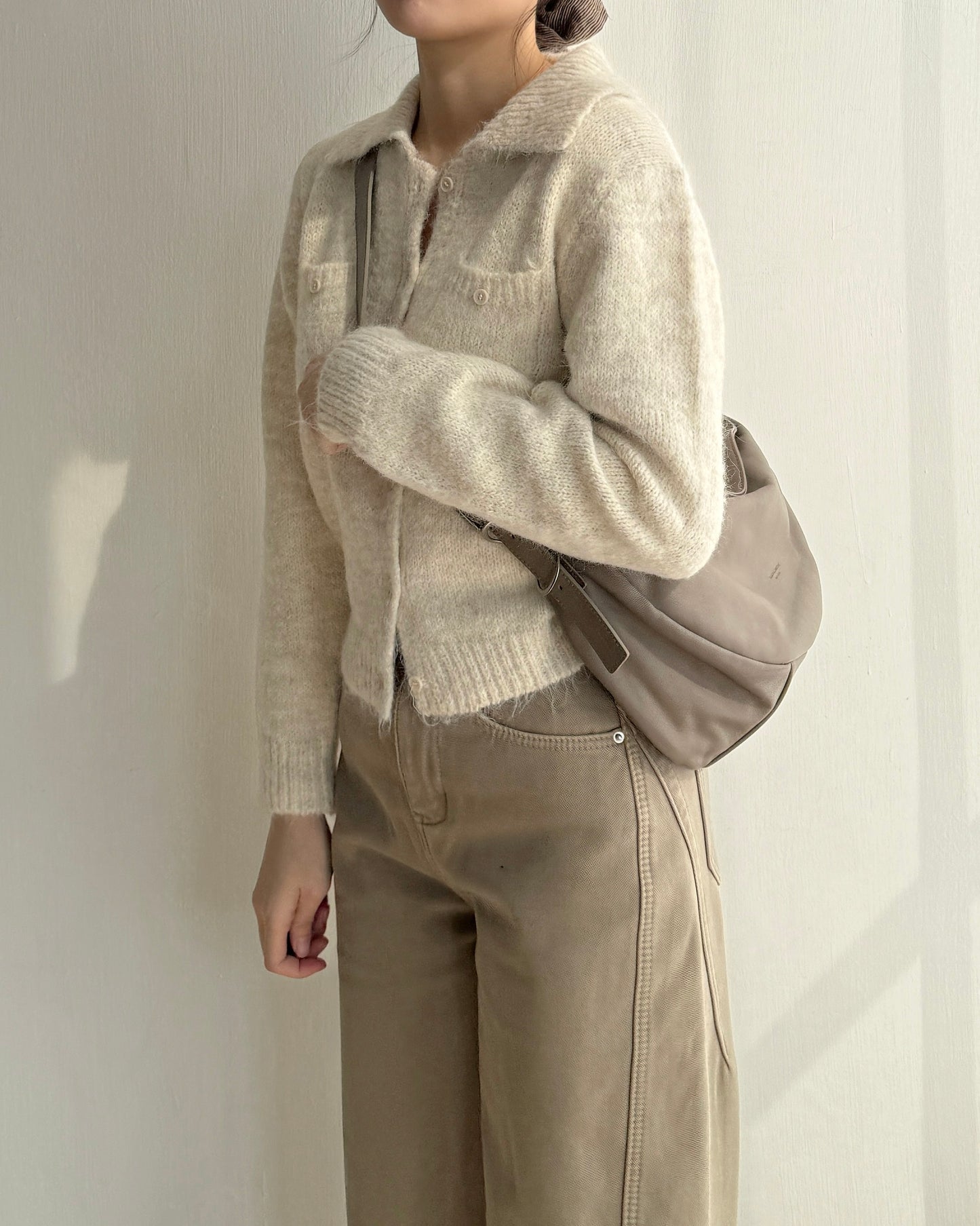 JN062 內有毛毛直筒牛仔褲 - Beige | Blue