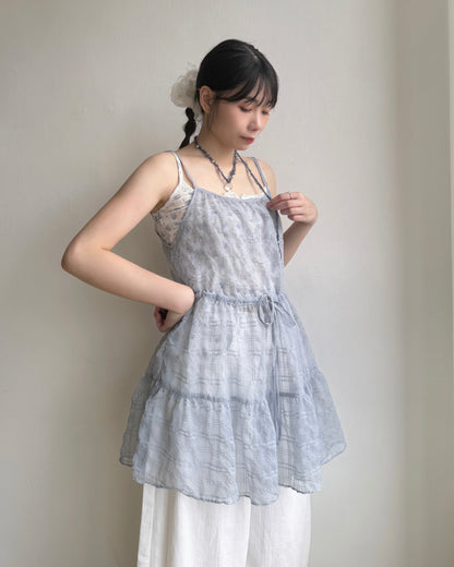 VT255 Check Sheer Vest - White | Black | Blue