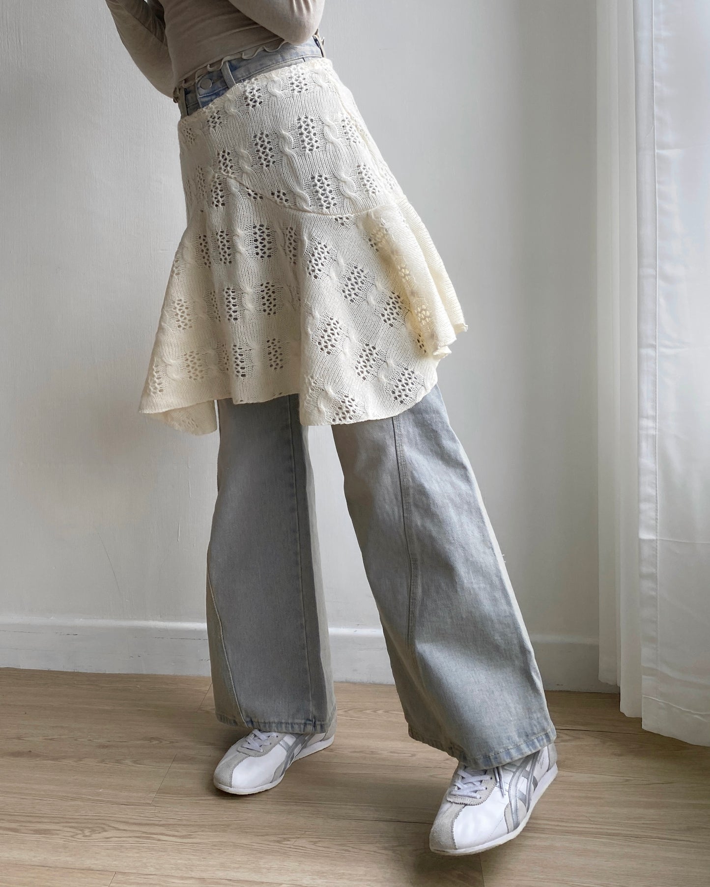 現貨 SK179 Twist Pattern 2Way Skirt - Ivory | Gray