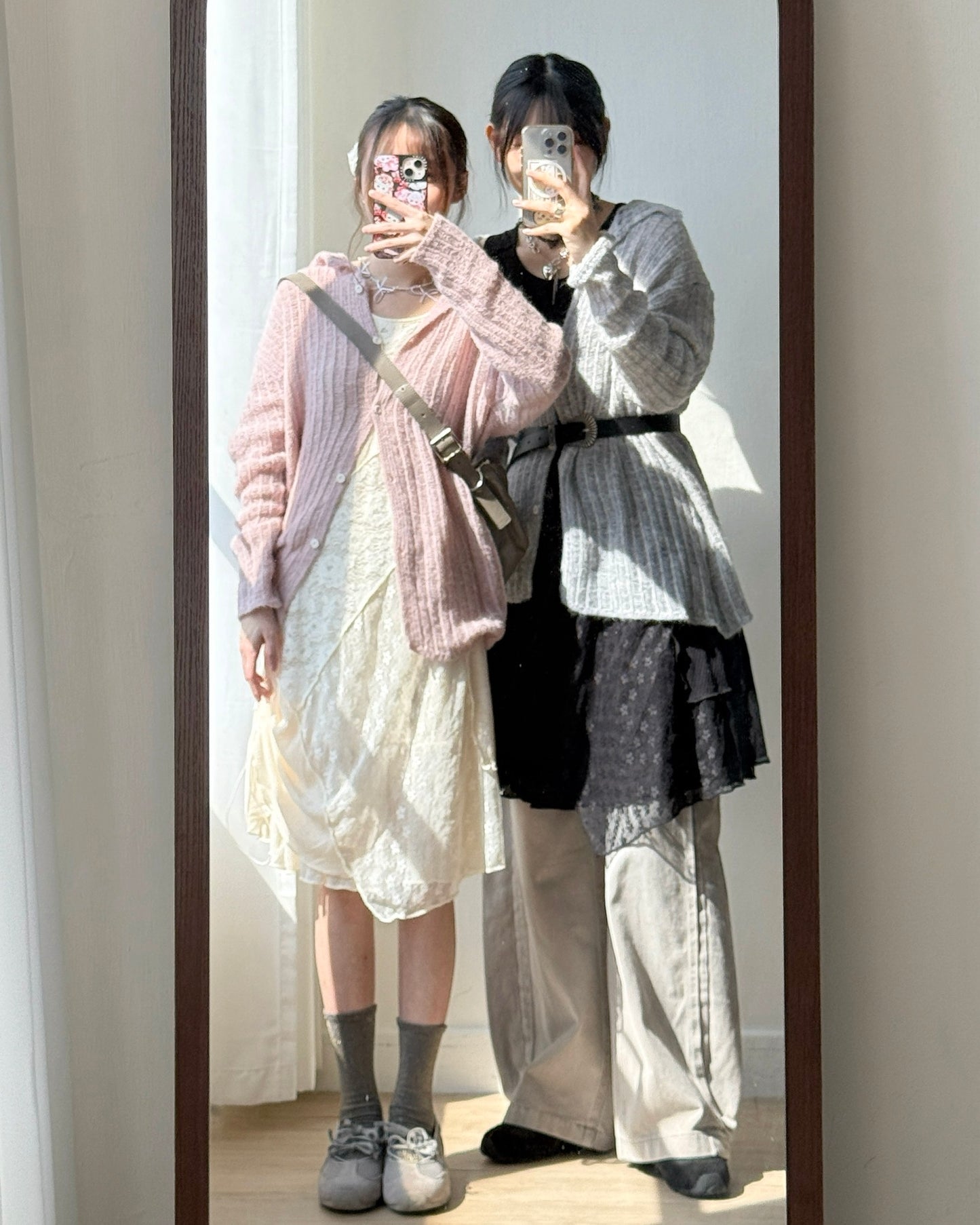 CD058 Fleur Cardigan - Gray | Pink