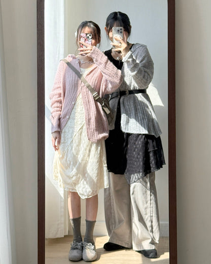 CD058 Fleur Cardigan - Gray | Pink