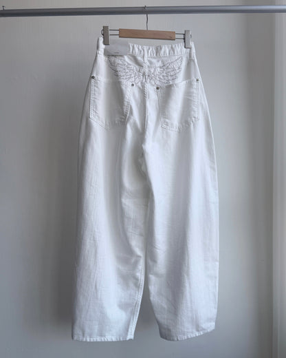 JN059 Flying Needle Wide Pants - White