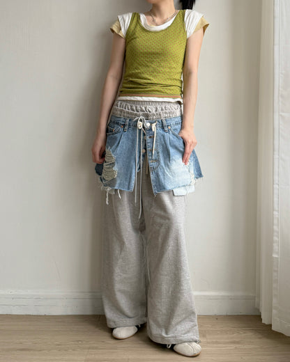 PT081 Double Waistband Pants - Gray | Black
