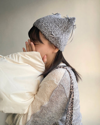 現貨 KA304 Ribbon Cat Hat - Ivory | Gray | Black