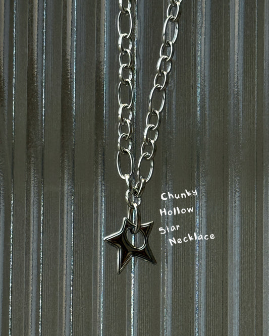 KA429 Chunky Hollow Star Necklace