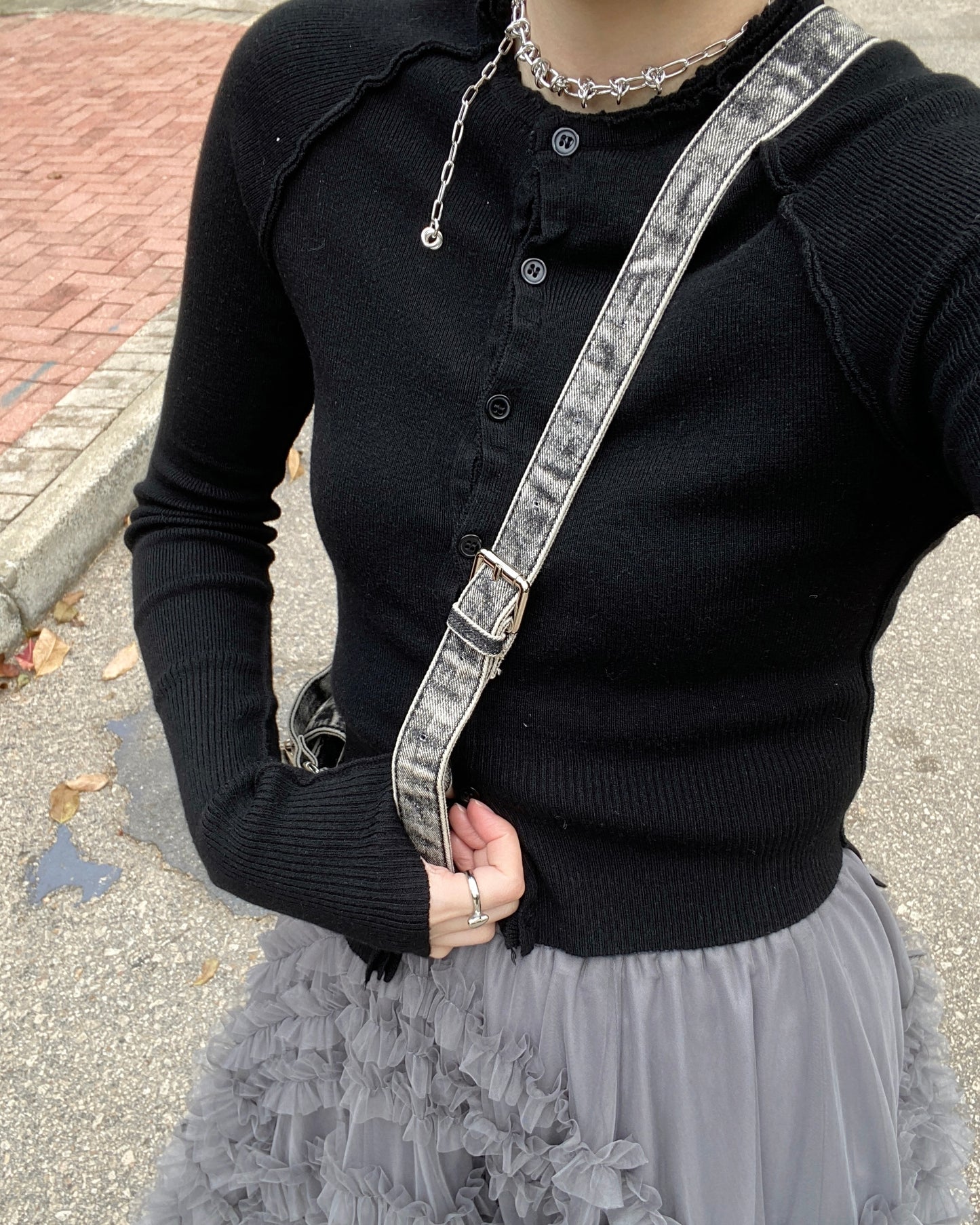 CD050 Irregular Cardigan - Gray | Black