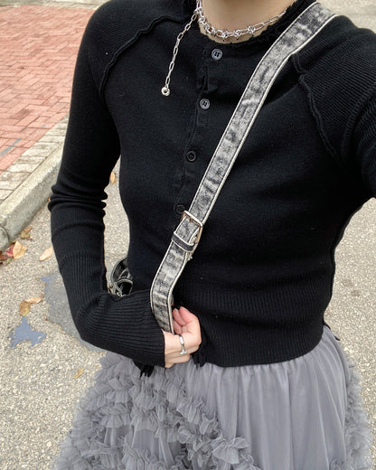 CD050 Irregular Cardigan - Gray | Black