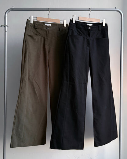 PT078 Flared Pants - Khaki | Black