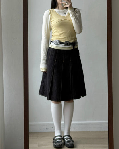 SK214 Pleated skirt - White | Navy | Beige