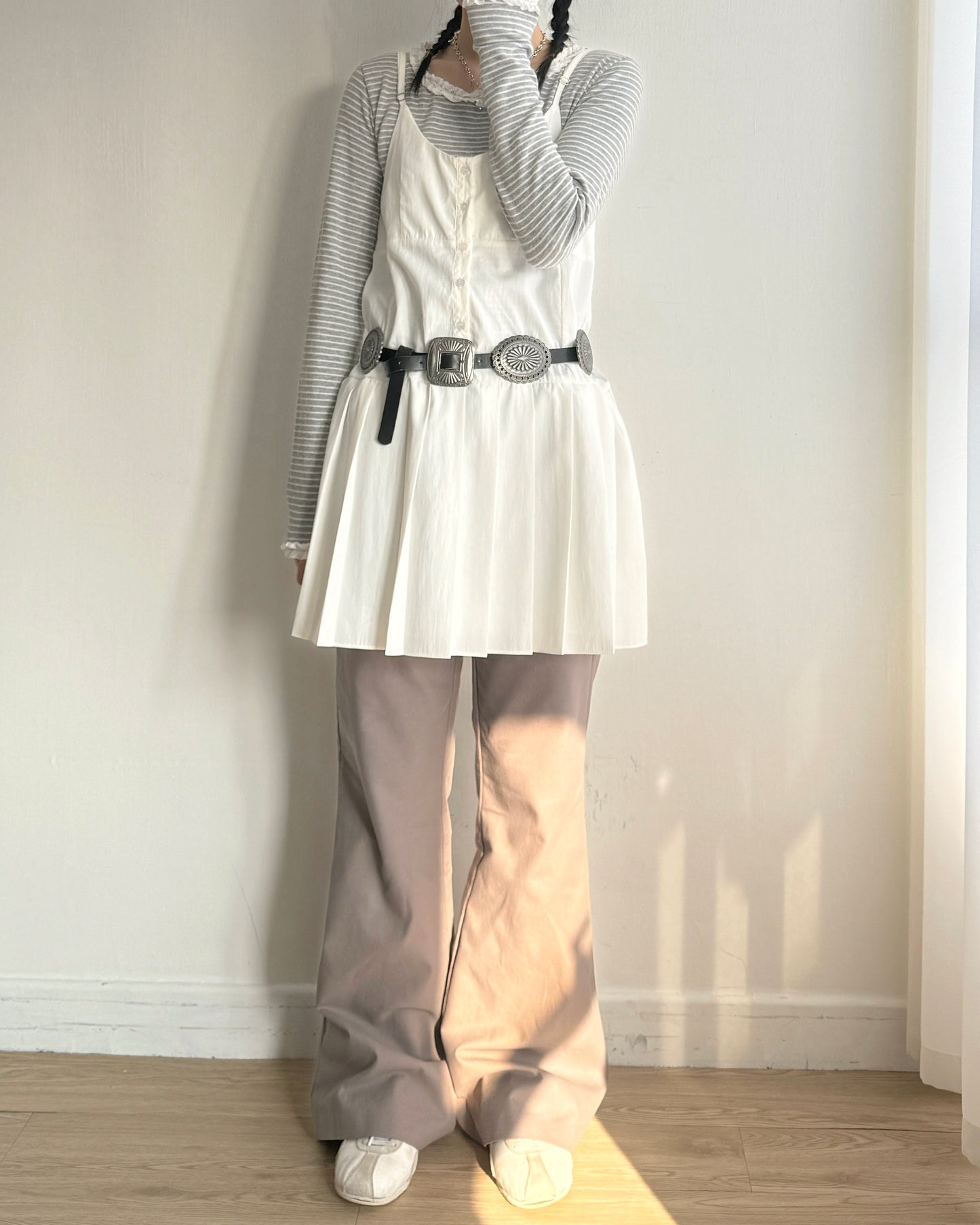 TP569 Striped Lace Top - Gray | Black