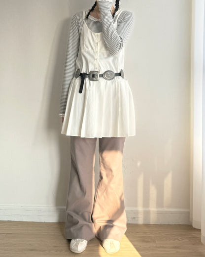 TP569 Striped Lace Top - Gray | Black