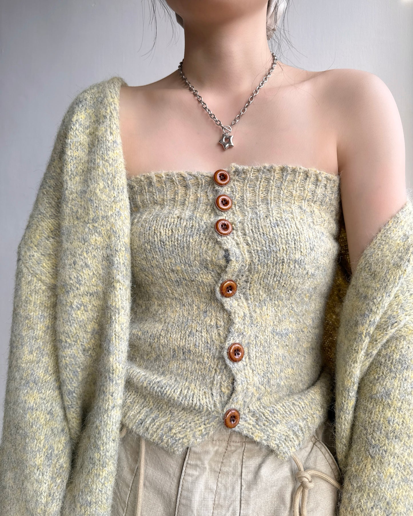 CD056 Cardigan Top Set - Yellow | Blue