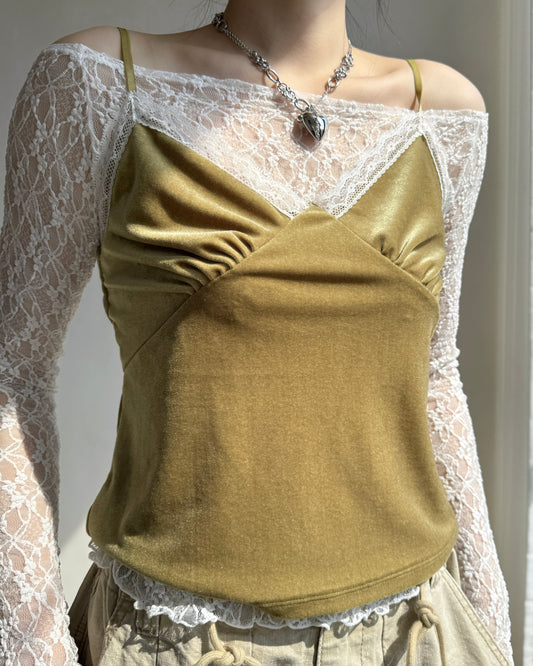 VT269 Velvet Lace Camisole Top - Yellow | Nave | Black