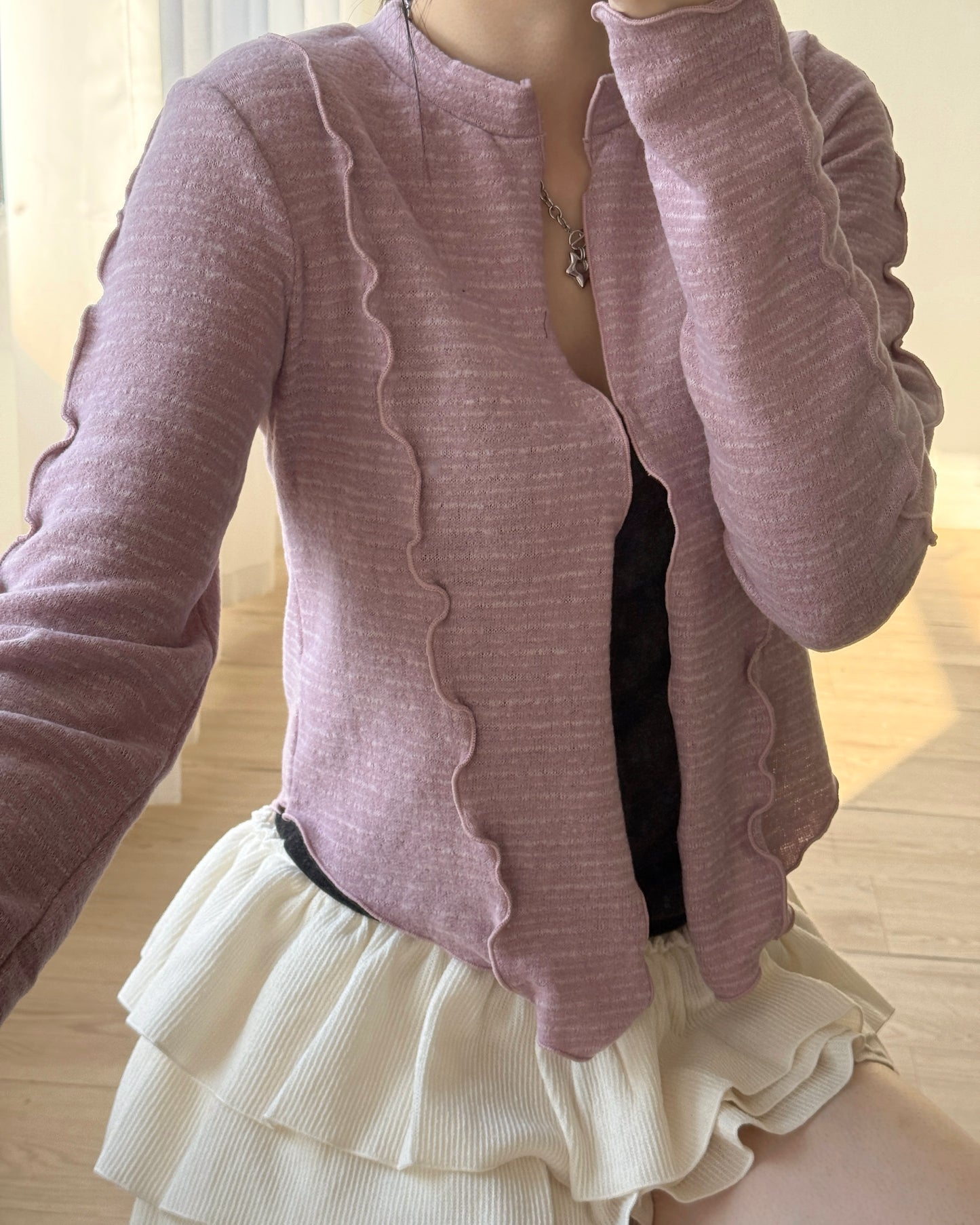 SK208 蛋糕小短裙褲 - Ivory | Grey