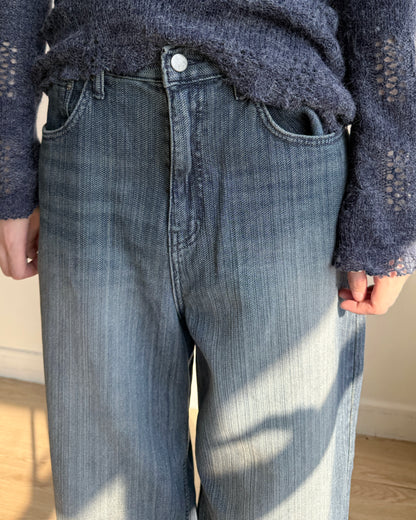 JN063 [ OOTJ ] Vintage Mid-Wash Wide Jeans