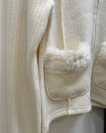 TP565 Fur Zip-up Top - Ivory | Charcoal