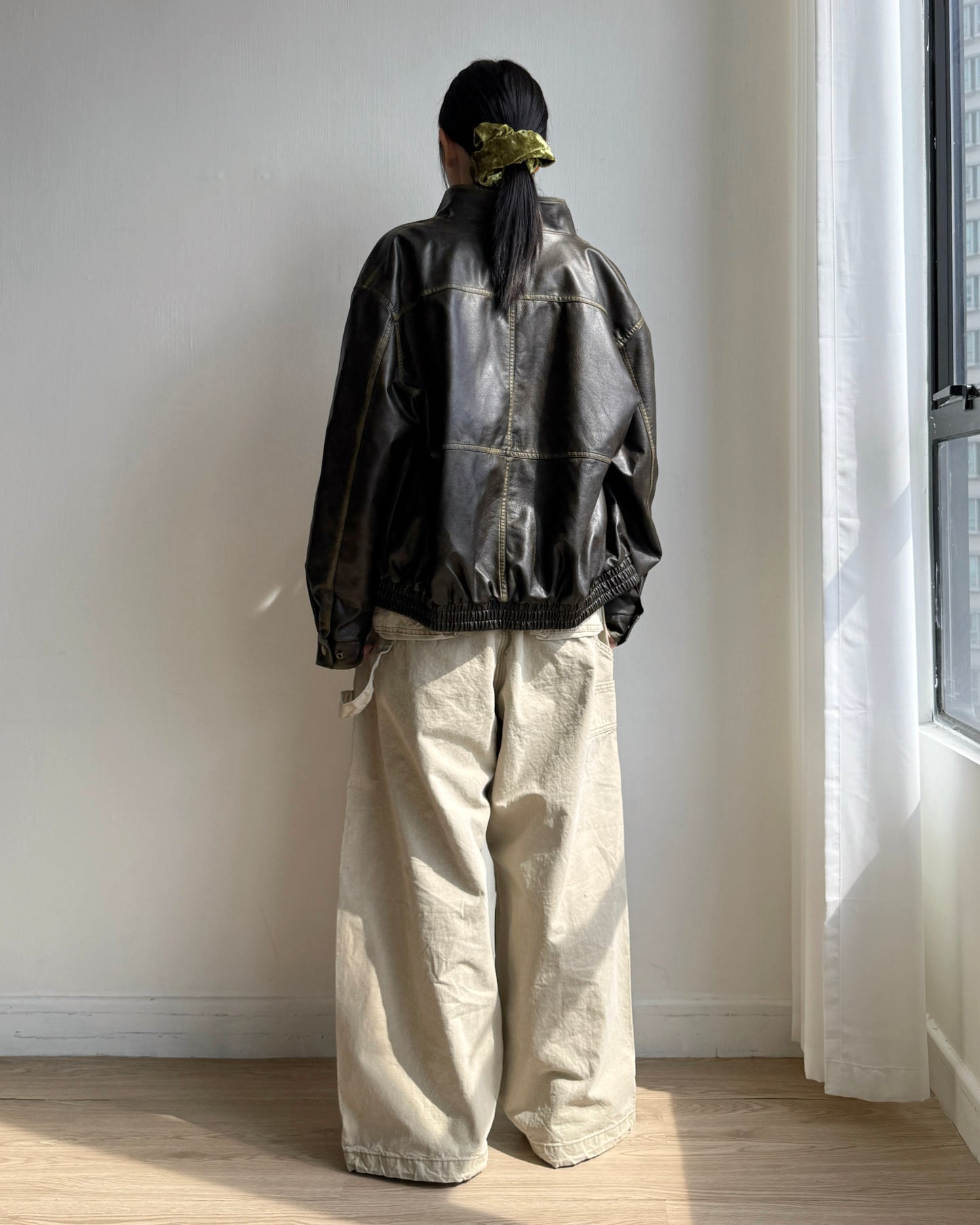 🐏早鳥限定優惠 JK042 Peer Leather Jacket - Dark Brown | Black