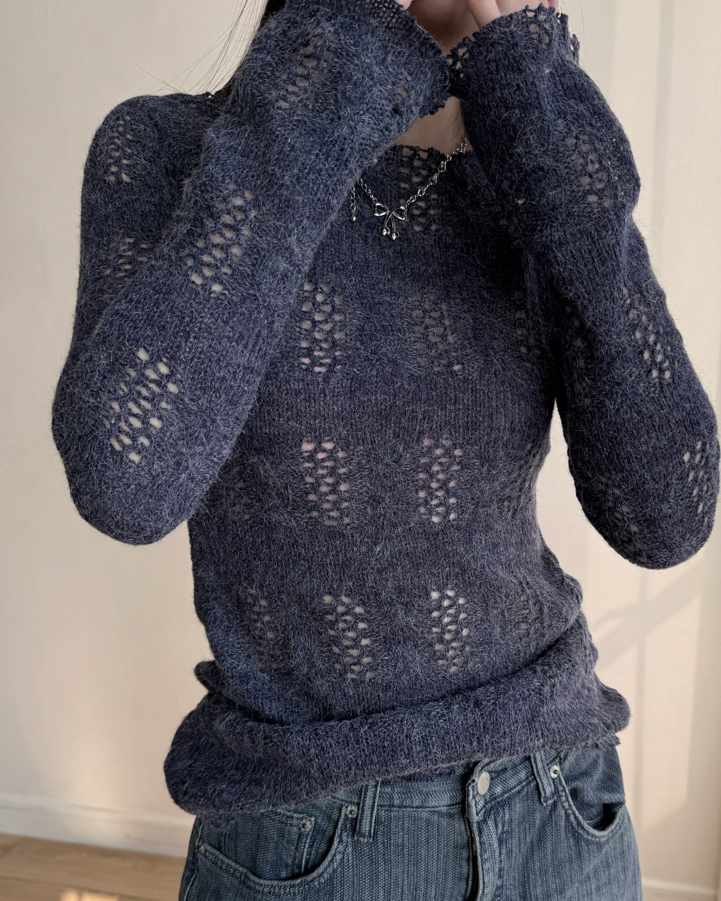 TP567 Ribbed Knit - Ivory | Navy