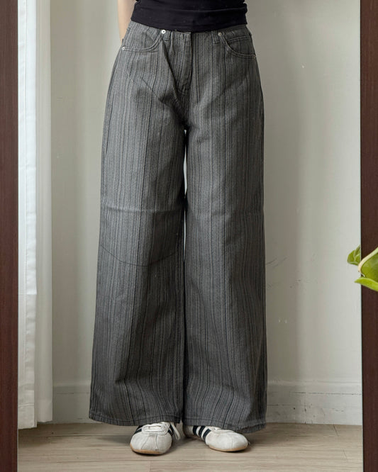 PT083 Striped Cotton Pants - Ivory | Navy