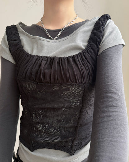 VT328 Lace Sleeveless - Blue | Gray | Black