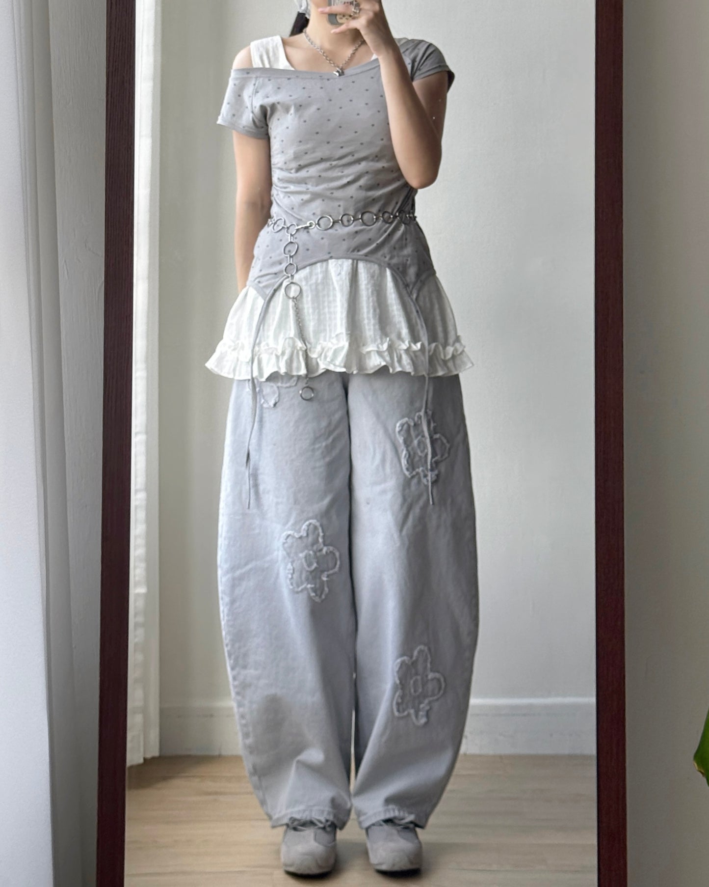 TP543 Star Shirring Top - White | Gray | Black