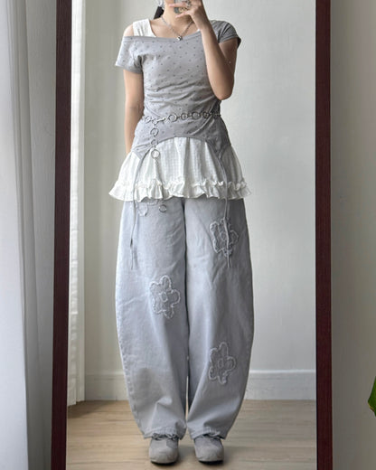 TP543 Star Shirring Top - White | Gray | Black