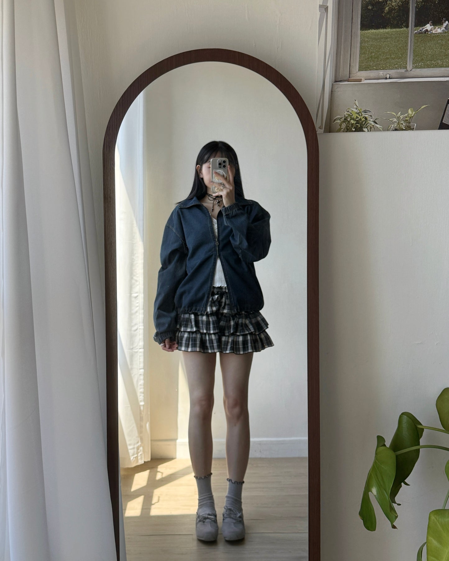 SK201 Checkered Skirt Pants - Khaki | Black