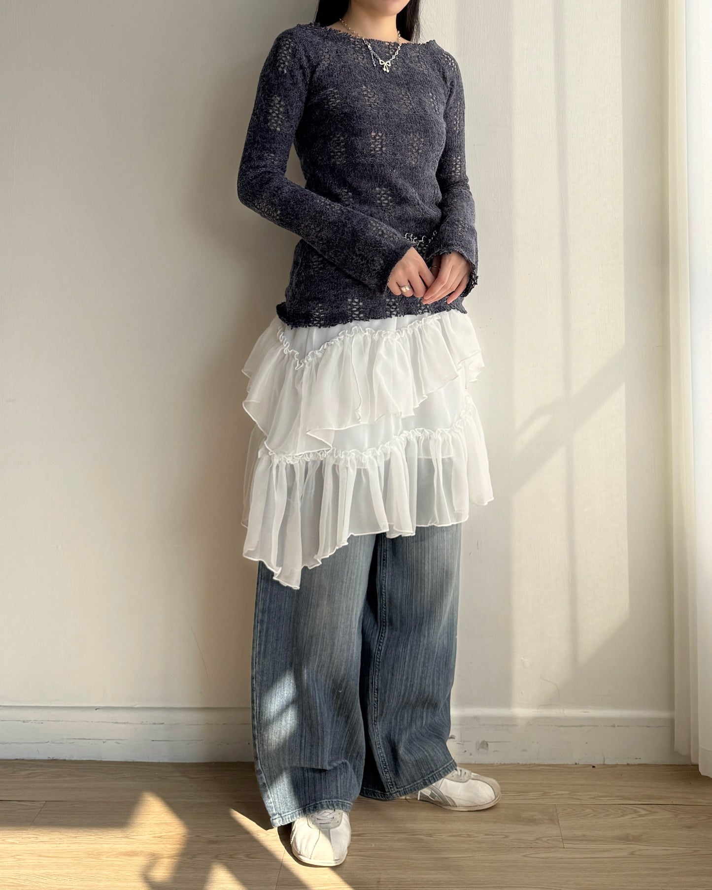 TP567 Ribbed Knit - Ivory | Navy