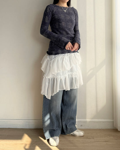 TP567 Ribbed Knit - Ivory | Navy