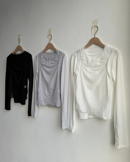 TP577 Mesh Shirring Twinset - White | Gray | Black