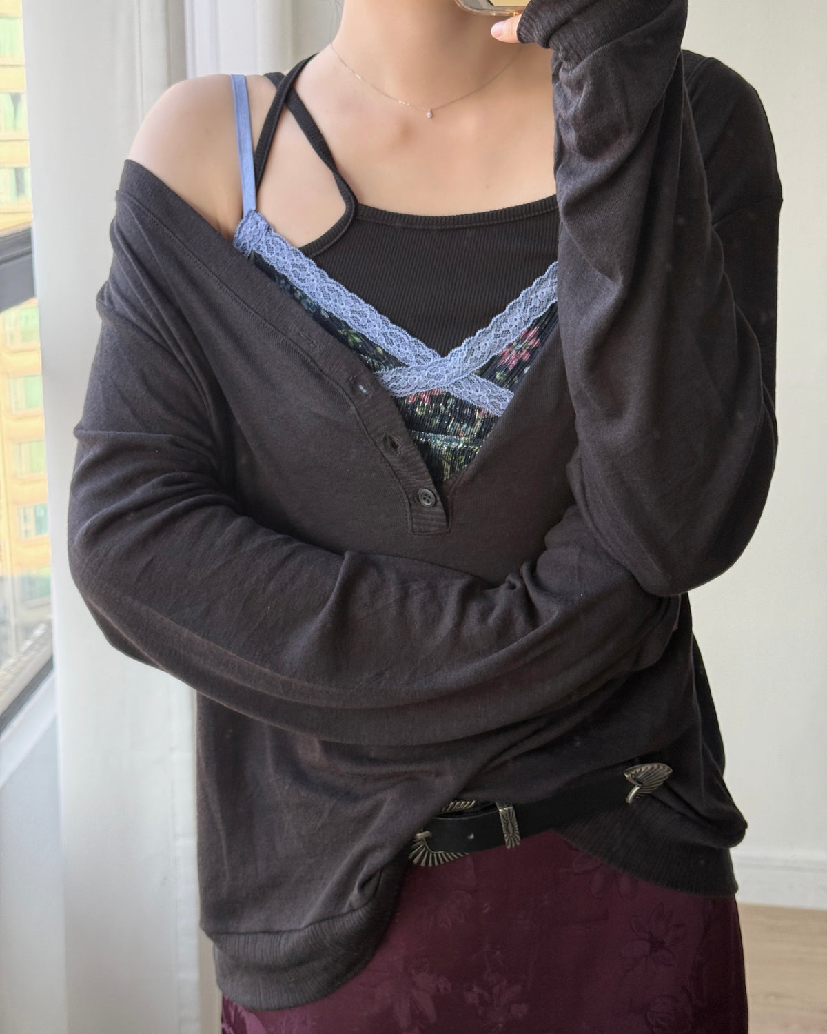 TP616 V-neck Button Sweatshirt - 6colour