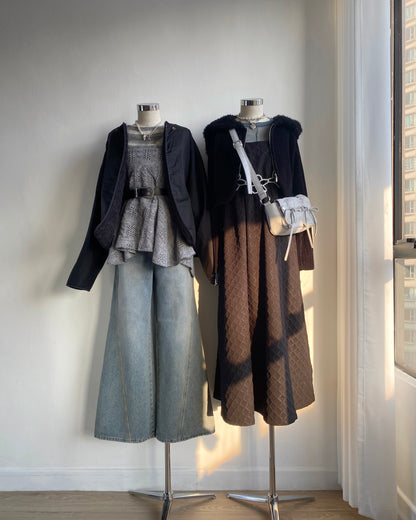現貨 SK179 Twist Pattern 2Way Skirt - Ivory | Gray