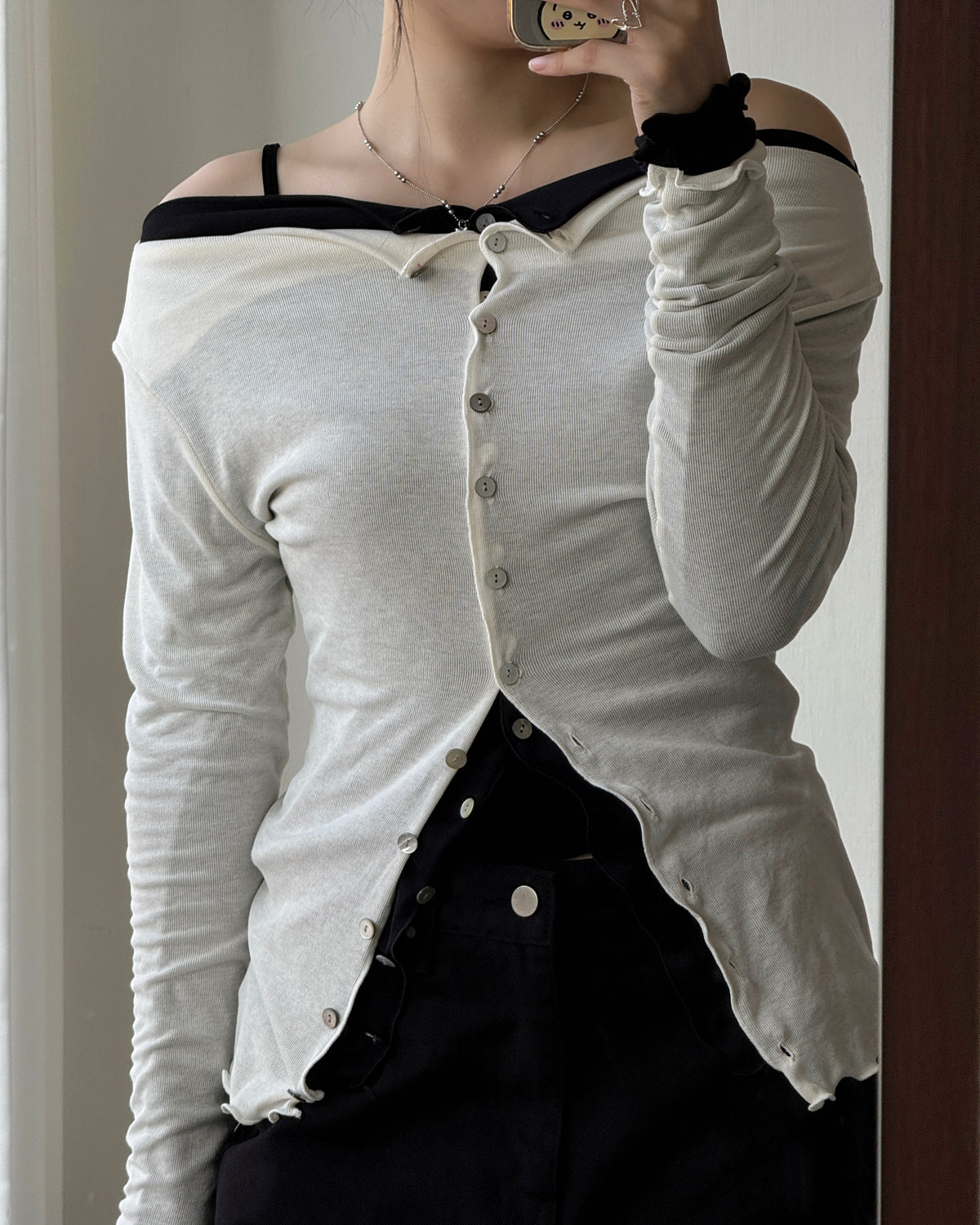 TP618 Button Cardigan - Red | Ivory | Plum | Charcoal | Black
