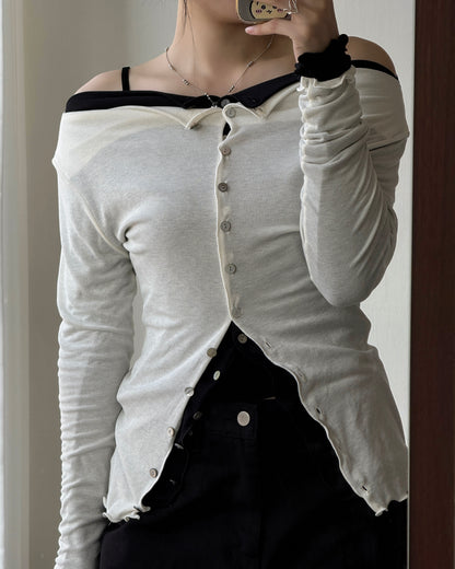 TP618 Button Cardigan - Red | Ivory | Plum | Charcoal | Black