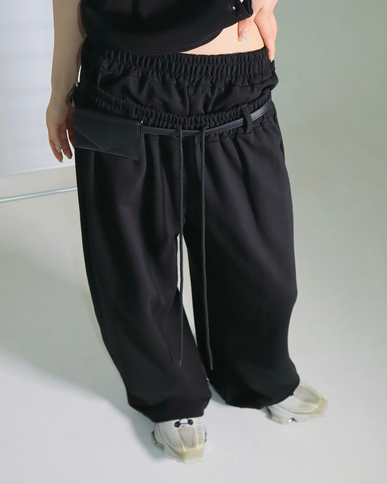 PT081 Double Waistband Pants - Gray | Black