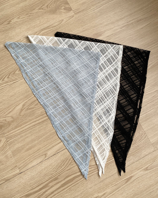 KA329 Checkered Scarf - White | Blue | Black