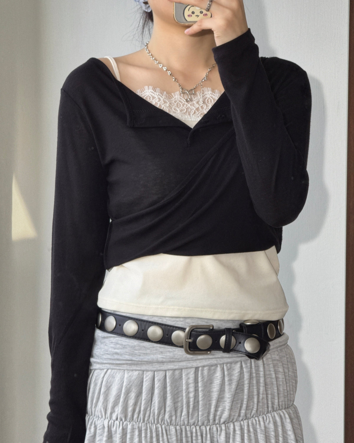 TP623 Ribbed Henley Top - Ivory | Lavender | Gray | Black