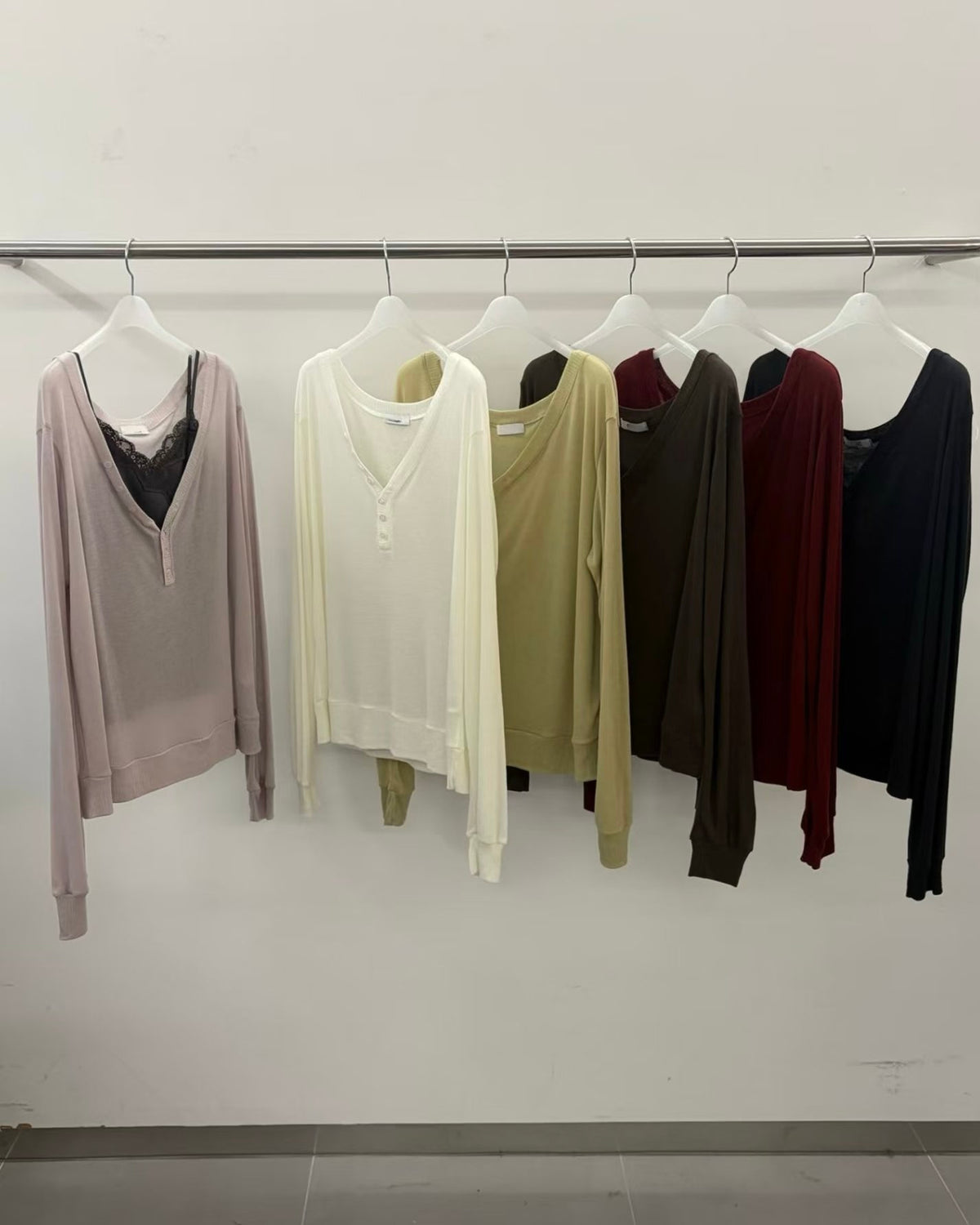 TP616 V-neck Button Sweatshirt - 6colour